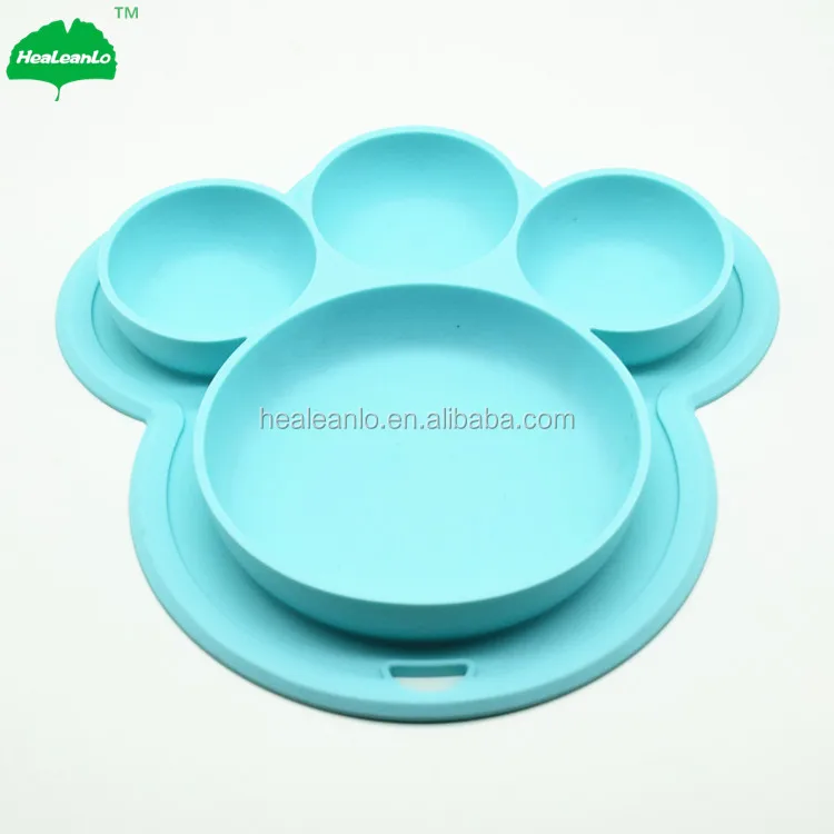 Healeanlo New Design Bear's Paw Shape Silicone Divided Dishes Plate For