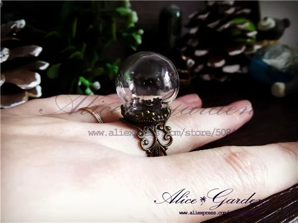 20sets lot 20x15mm glass globe ring flower finding set glass globe set glass vial pendant glass