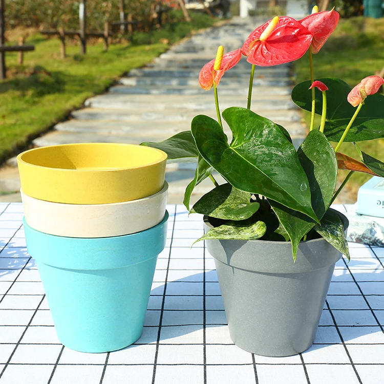 Bright Color Flower Pot,Bamboo Fiber Garden Plant Pot,Colorful Indoor ...