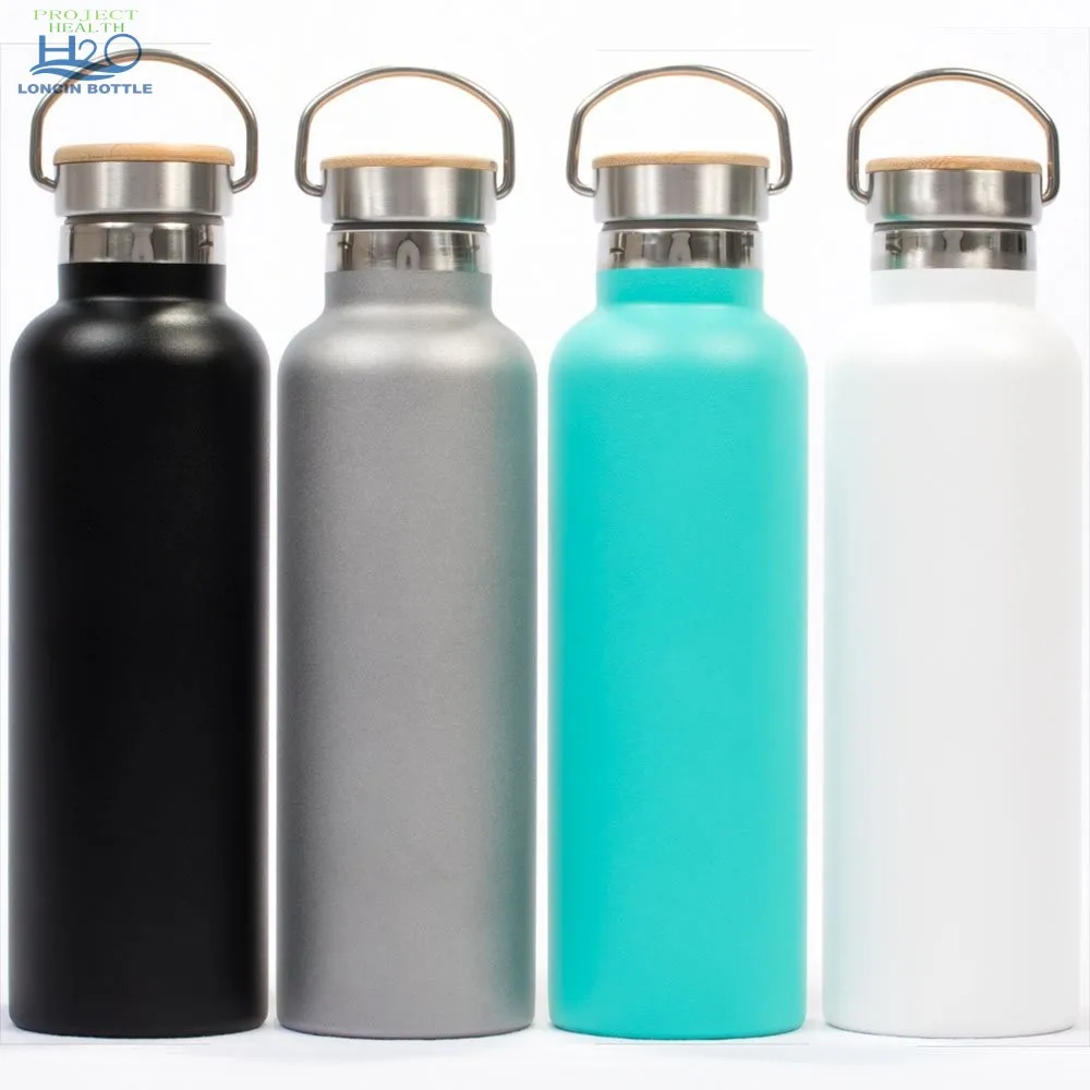 17oz/25oz Bamboo Lid Insulated Water Bottle,Double Wall Vacuum ...