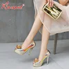 Custom Mettalic Coating Italian Party Ladies Matching Gold Shoes And Bag