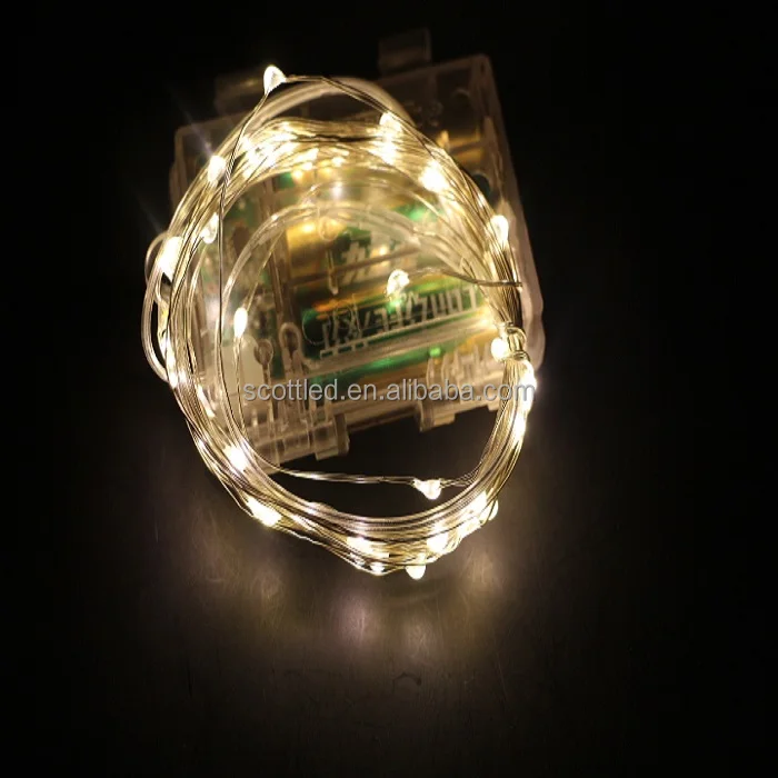 5M 50LEDs 8 Functions Warm White 3*AA Battery Operated Fairy Remote Control Micro LED Copper/Silver Wire String Lights