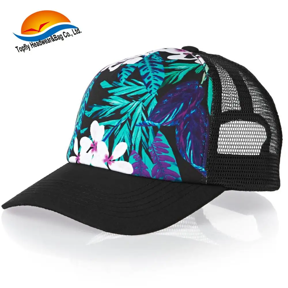 Custom Hawaii Floral Printing Trucker Hat/ Screen Printing Trucker Hat