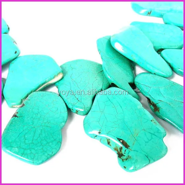 Faceted Howlite Turquoise Teardrop Gemstone Loose Beads – 15" Strand 10x30mm 13x18mm Blue
