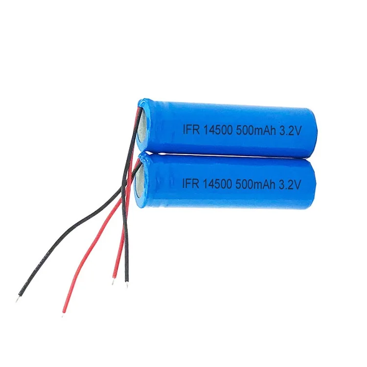 2x IFR 14500 800mAh 3,2V LiFePO4 Wiederaufladbar Ersatzakku Button Top