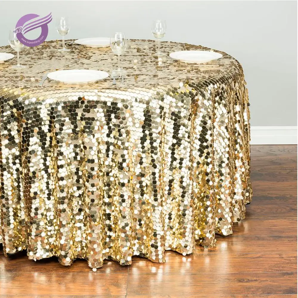 Mx2330e Glitter Sequined Gold Customized Size Table Cloths For