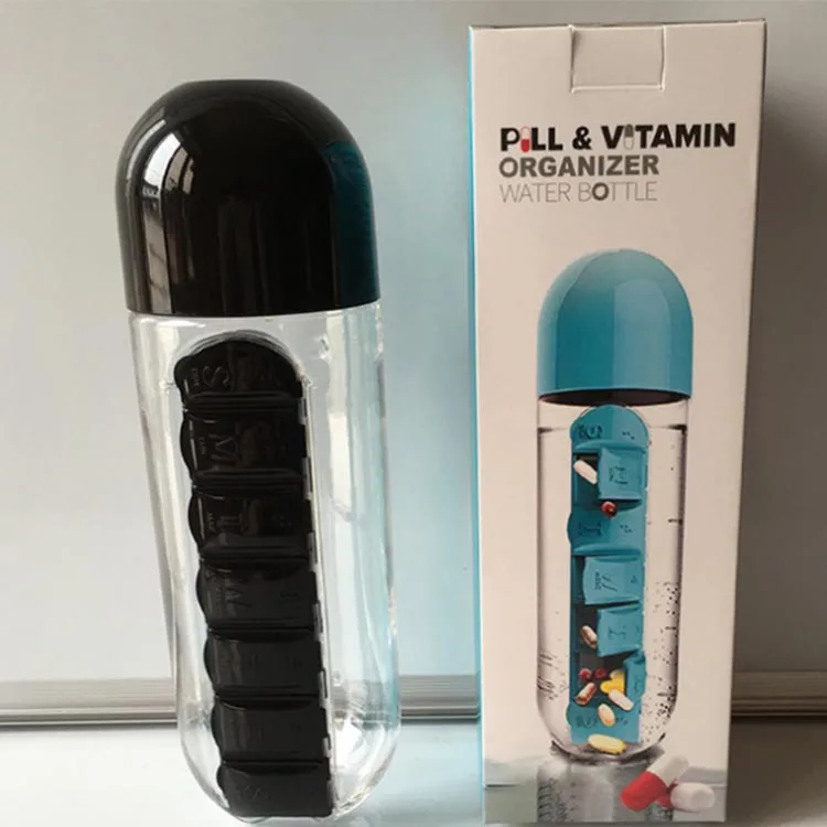 Bpa Free Plastic Pill Organizer Water Bottle 600ml Custom Pill Bottle