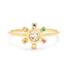 Fashion jewelry 925 Sterling silver rainbow sun flower ruby ring