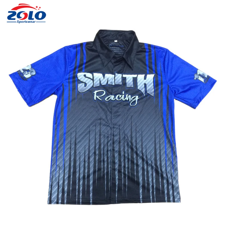 2015 Hight Quality Men's Full Button Sublimation Custom Pit Crew Shirts