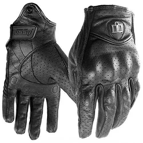 Icon Mens Pursuit Stealth Perforated (with holes) Motorcyle Gloves Bike Gloves (XXLarge)