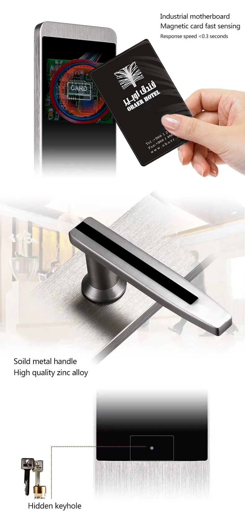 Electronic hotel room card lock system anti theft hotel card key lock system security door lock