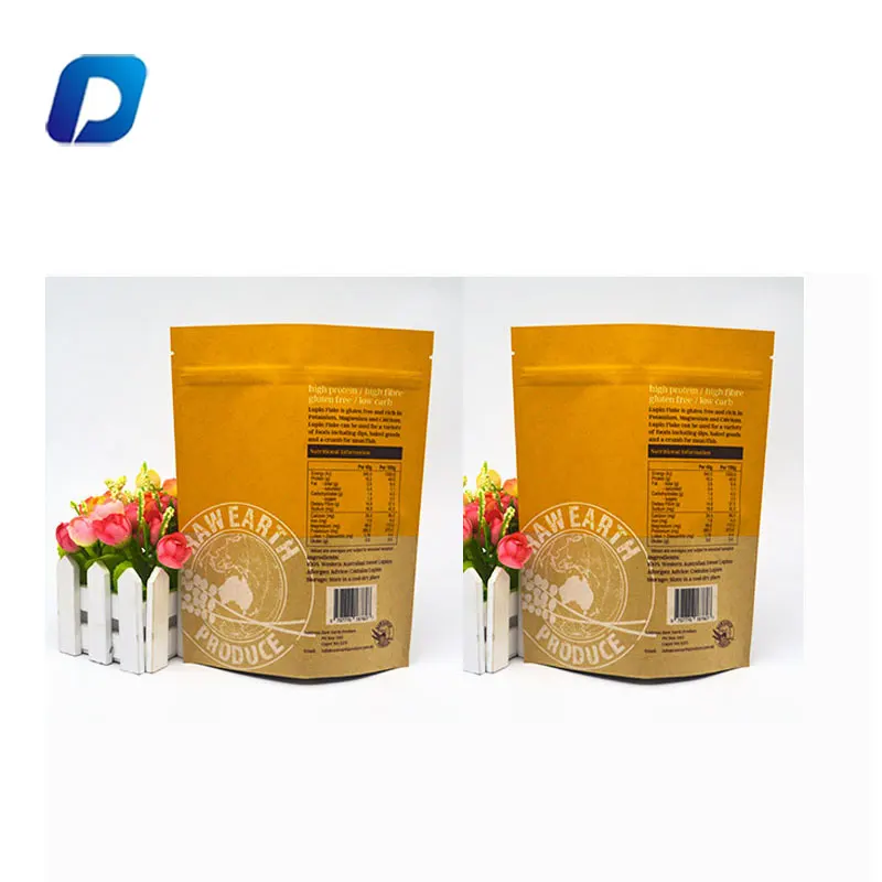 Custom Printed Biodegradable Kraft Paper Bags Food Grade Stand Up Zip Lock Packaging Pouch Buy 3086