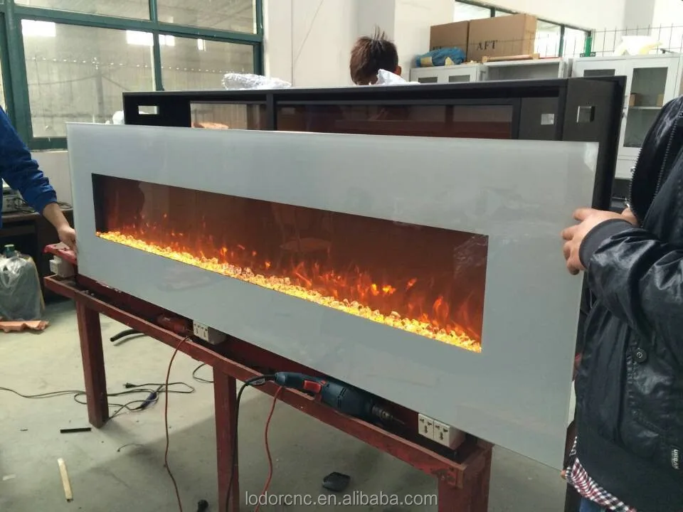 Blanco 72 "de vidrio interior led chimenea eléctrica montada en la