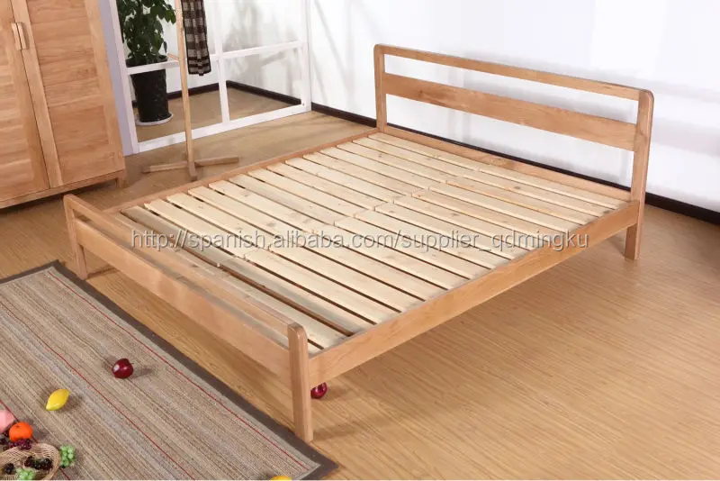 Cama De Doble Madera Maciza Roble De 1.2/1.5/1.8m - Buy Cama De Roble