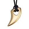 Wholesale 316L stainless steel buffalo horn shape necklace for men women black color wolf tooth pendants necklaces