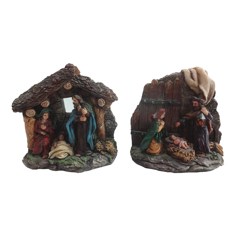 New One Piece Polyresin Personalized Christmas Nativity Set Ornaments Scene Home Decoration