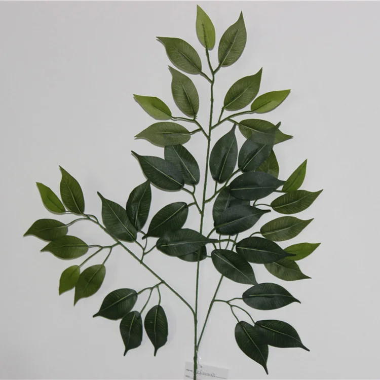 Decorative Plastic Artificial White Birch Leaves Ficus Leaves Banyan