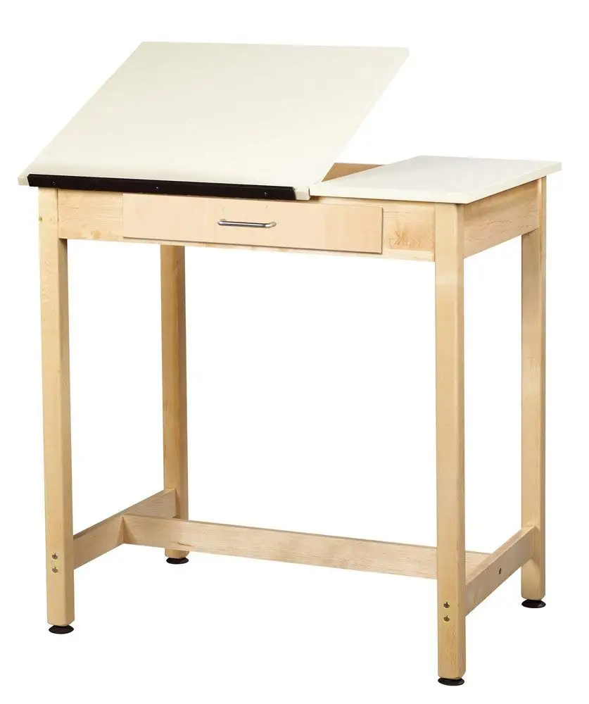 Diversified Woodcrafts DT-1SA37 UV Finish Solid Maple Wood Art/Drafting Table with 2 Piece Top and Center Drawer, Plastic Laminate Top, 36" Width x 36" Height x 24" Depth