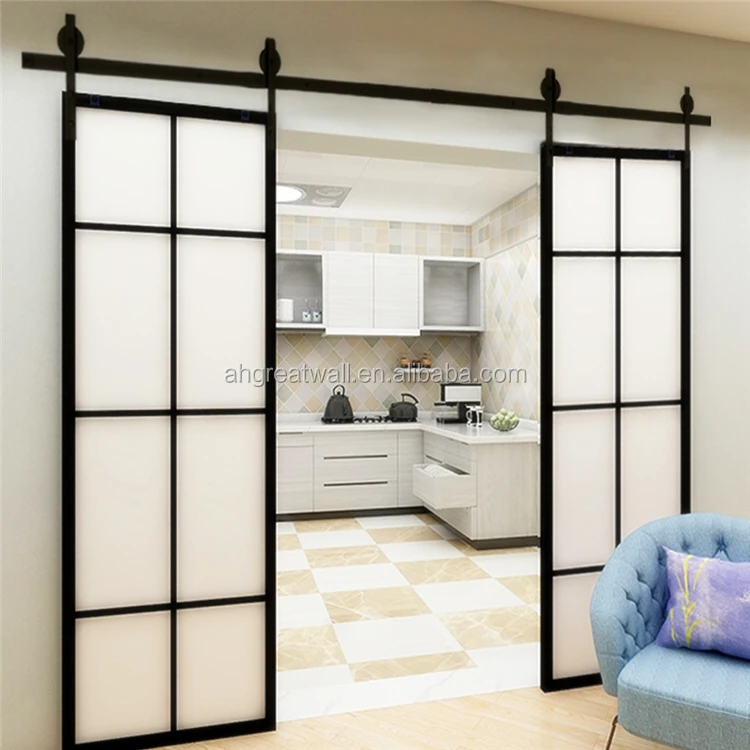 Modern Aluminum Sliding Glass Barn Doors Designs/ Hanging Door Double