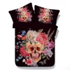 Day of the Dead Sugar Skull Flowers and Feathers 3d Bedding