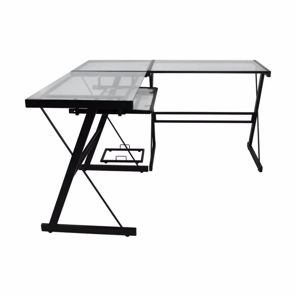 Black Color Modern Office Desk Executive Ceo Desk Glass Office Table In