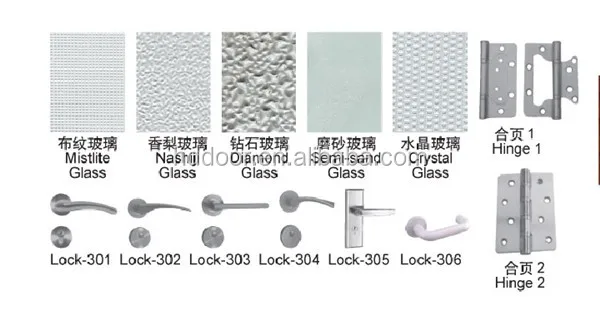 Simple design white colour door with glass