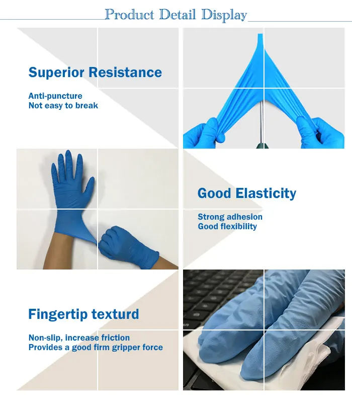 Powder free disposable nitrile medical examination gloves