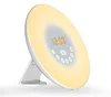 Touch sensing 7 color LED FM radio table alarm clock usb charge digital Sunrise wake up light with colorful light snooze mode