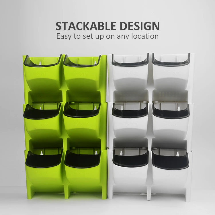 Colorful 2 Pockets Hanging Flower Pot Vertical Wall Planter Green Wall