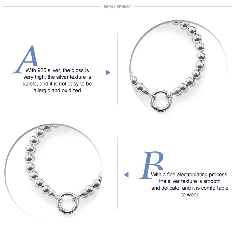 Smart bead link women love 925 sterling silver bracelet