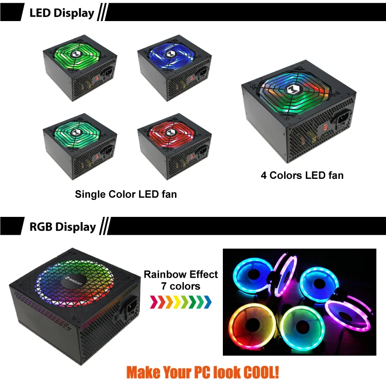 Factory Price 80Plus 600w Psu Rgb Modular Pc Power Supply For Gamer