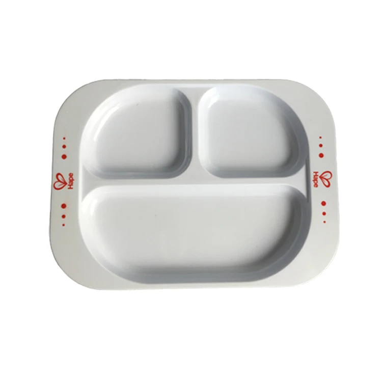 Dining Serving Plate Three Compartments Rectangle Shape 10 Inch Divided