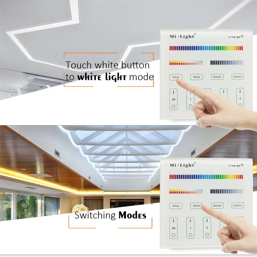 Milight T4 AC85-265V 4-Zone RGB+CCT Smart Touch Panel Remote Controller