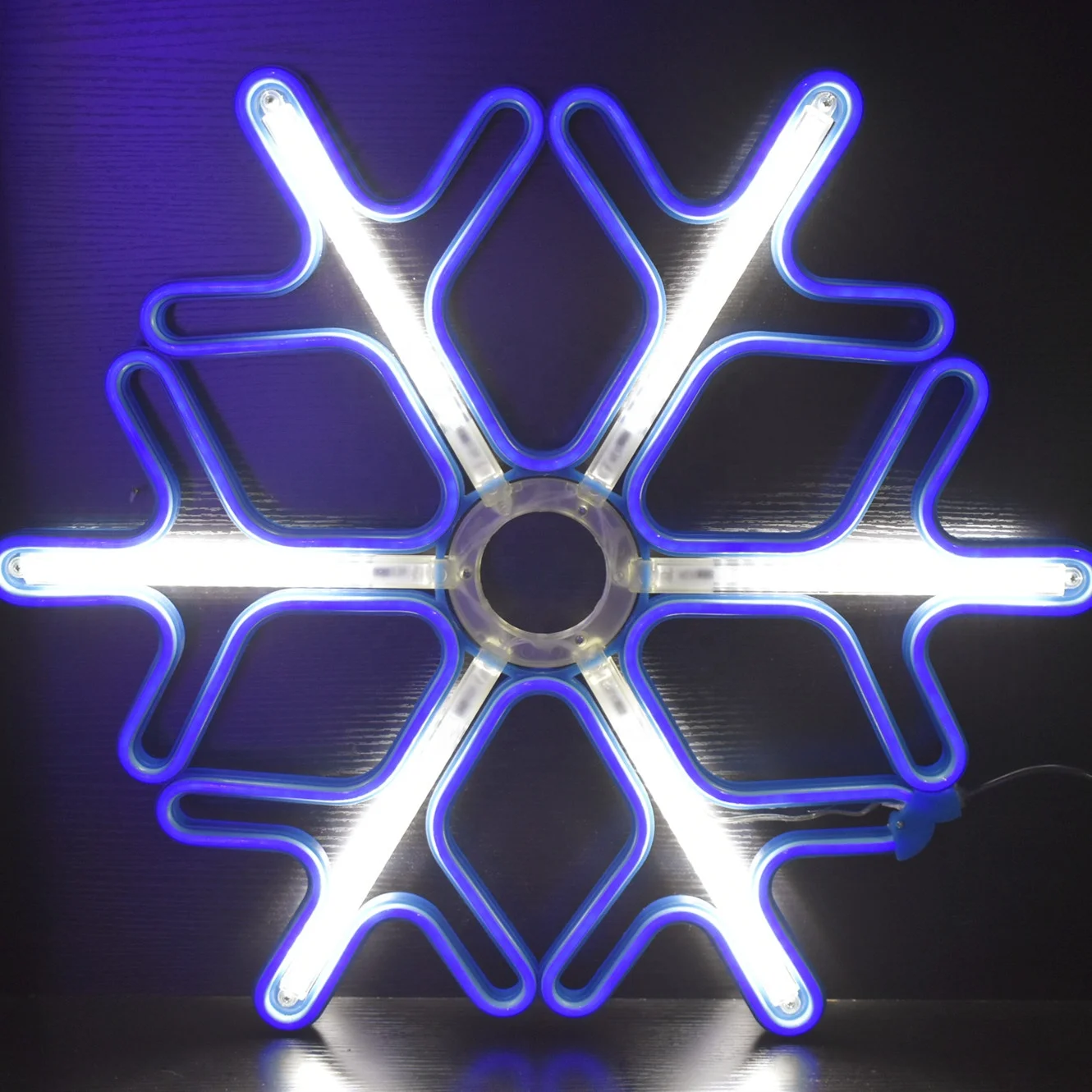 Christmas Decorative LED Neon Lights Blue Snowflake Merry Christmas Rope Light Motif