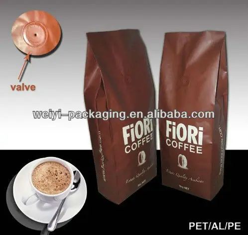 customized plastic aluminum foil coffee bags/ coffee bag with valve/ Coffee packaging bags 250g 500g 1000g 1kg