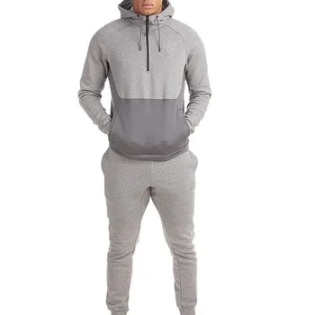 100% Polyester Tracksuit Fabric Track Suit Men Two-tone Hooded Fitted ...