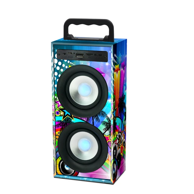 Outdoor Portable Party Graffiti Wooden Speaker Audio Player Use Computer Mobile Phone Wireless Bluetooths Speakers - ANKUX.COM