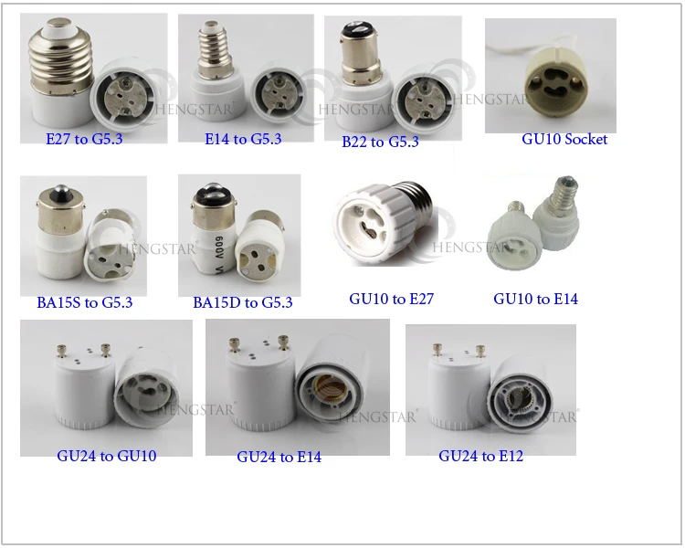 Ceramic Lamp Adapter Gu24,Gu10,E27,E14,E12,B15d To Gu5.3 Adapter Buy B15d To Gu5.3 Adapter