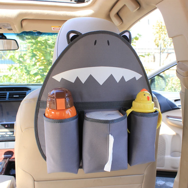 Promotional gifts lovely cartoon insulation bag car organizer for kids with 3 pockets storage