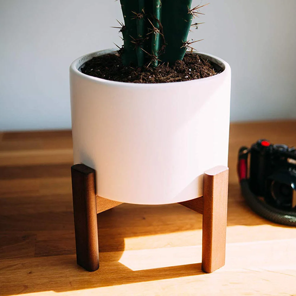 Indoor Planter Hidden Drip Tray White Self Watering Plant Pot With