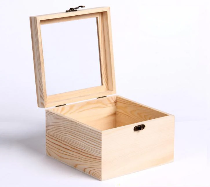 Custom Plain Hinged Lid Cheap Wood Unfinished Wooden Gift Packaging