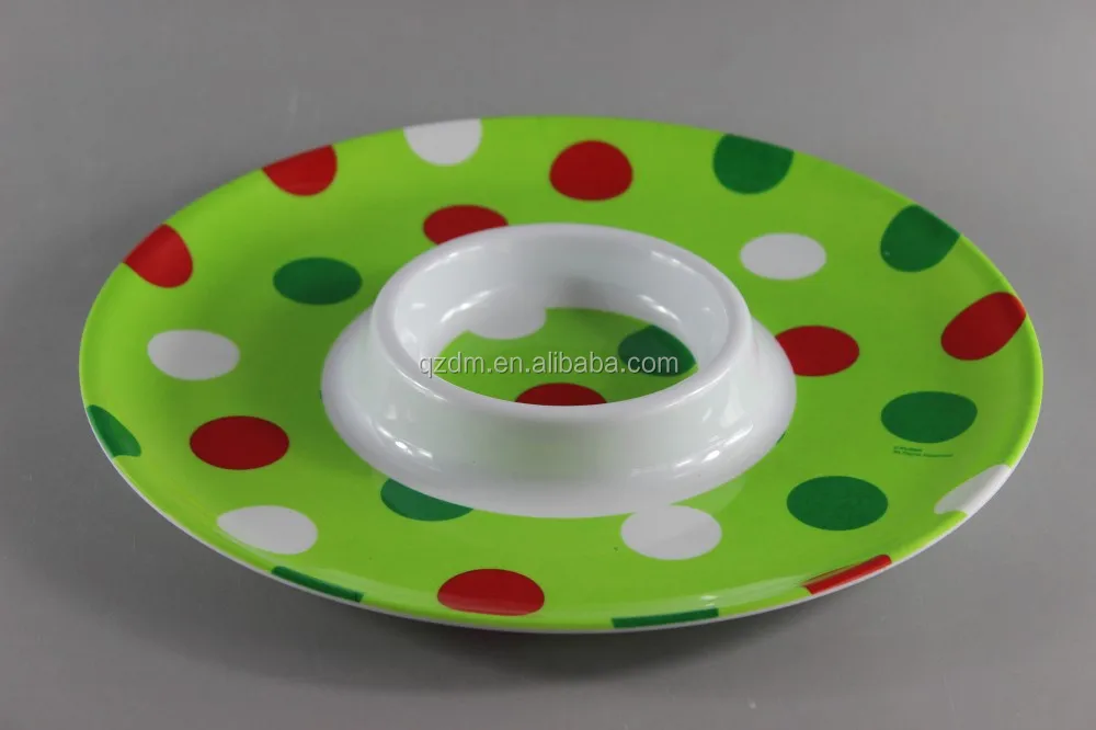 2016 Xmas Melamine Chip And Dip Plate