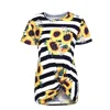 Womens High Low Summer sunflower Knotted Casual Tunic Tops Short Sleeve V-Neck floral print Tee T Shirts