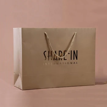 Embossing And Logo Gold Foil Custom Printed Black High Quality Paper Gift Bag Bags With Aluminium Metallic