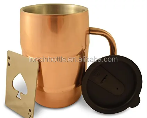 Perfect Gift for Beer Lovers Copper Plated 17oz 500mL Double Wall Stainless Steel Ice Cold to the Last Drop Insulated Beer Mug