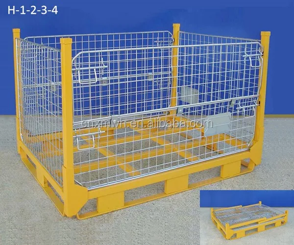 heavy duty steel wire mesh metal pallet cage for warehouse