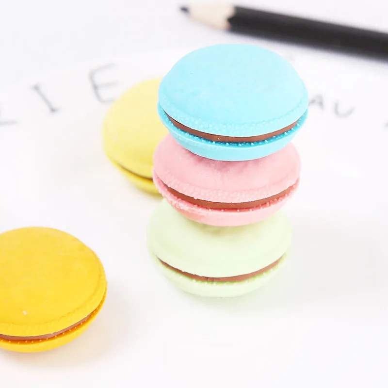 新型彩色马卡龙可拆卸蛋糕橡皮擦