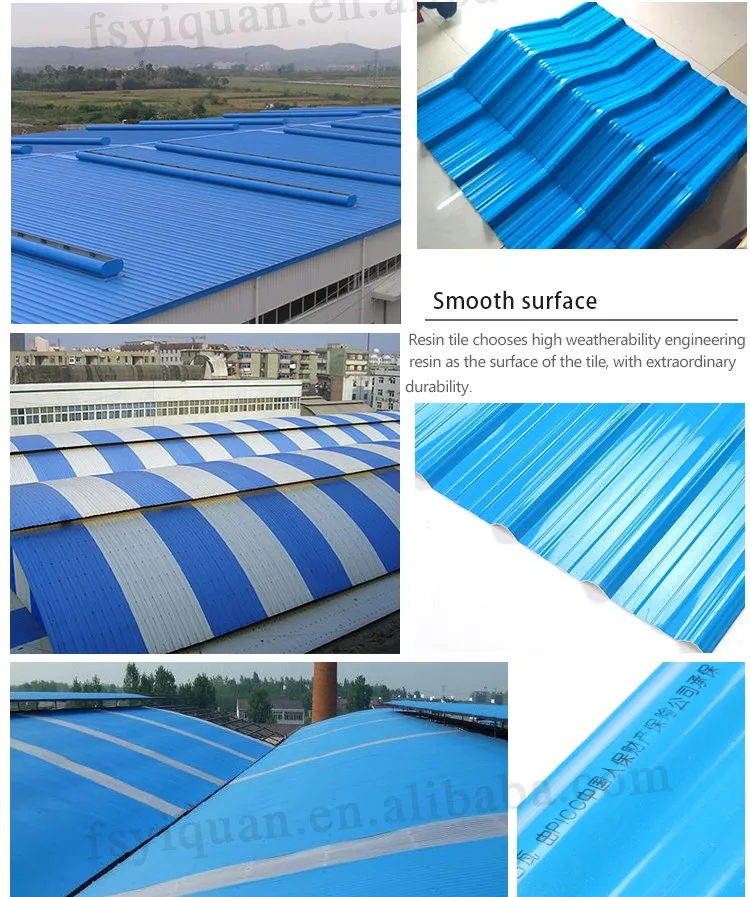 Pmma Pvc Roof Sheet Plastic Curved Roof Sheet Heat Insulation Pvc Colored Corrugated Roof Tile