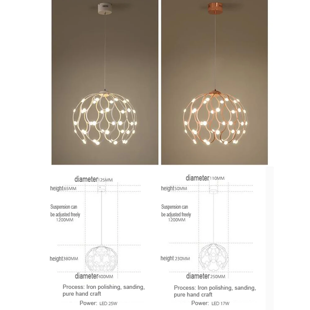 Roségold Pendel Leuchte Led Kronleuchter Moderne Metall Schlafzimmer