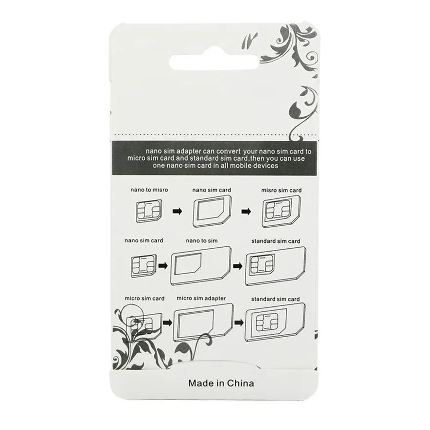Newest 4 in 1 Nano/Micro to Micro/Standard SIM Card Adapter Tray with Eject Pin Key for iphone samsung